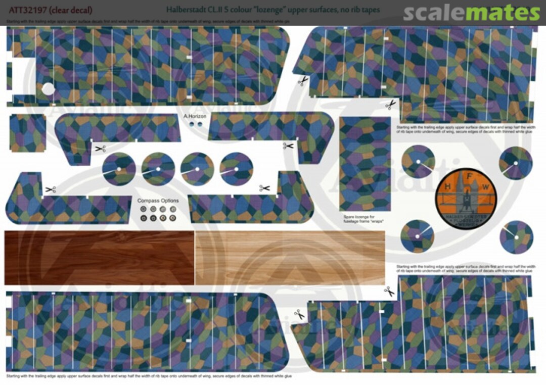 Boxart Halberstadt CL.II 5 colour 'lozenge' upper surfaces with no rib tapes (Clear decal paper) ATT32197 Aviattic