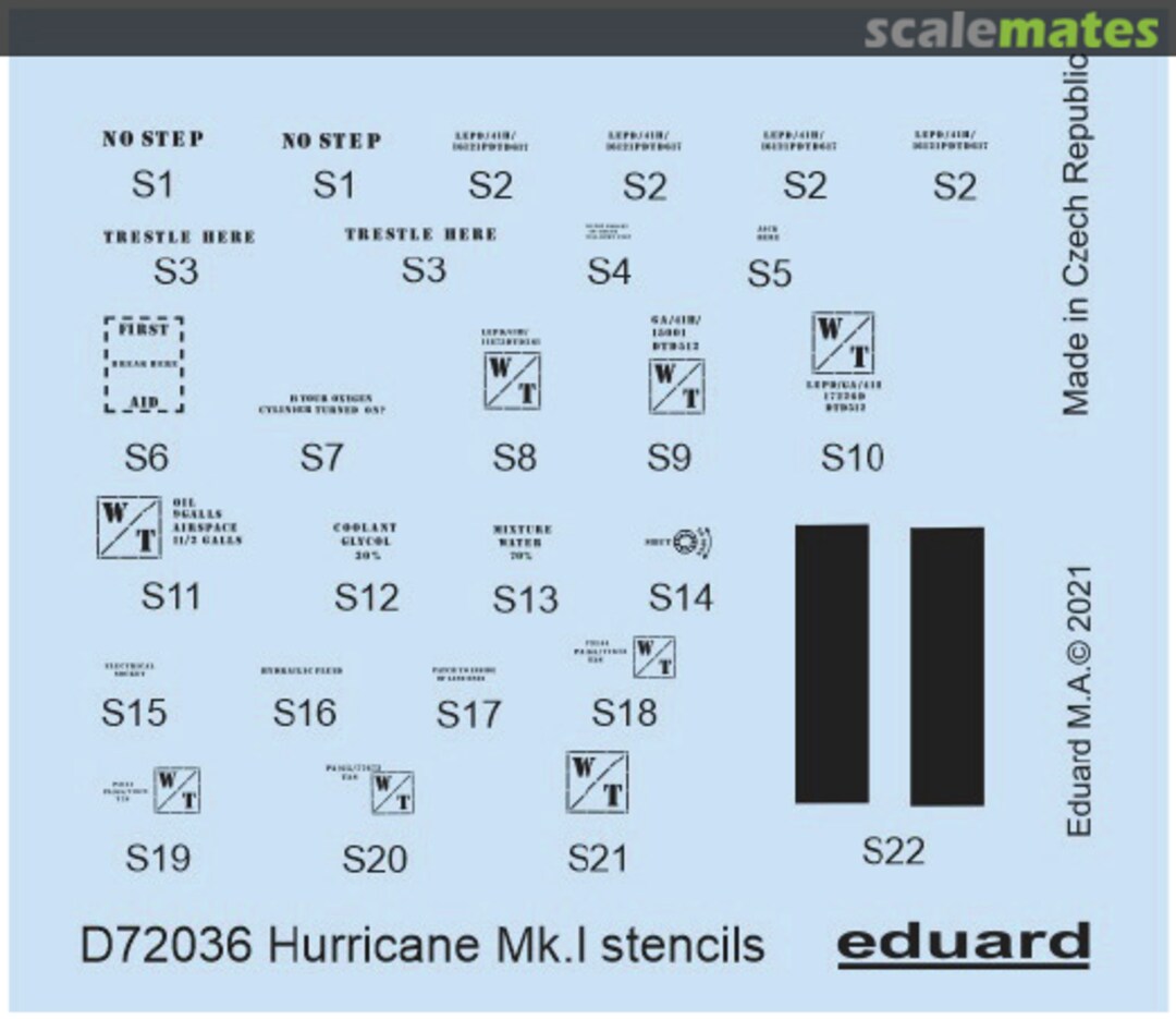 Boxart Hurricane Mk.I stencils D72036 Eduard