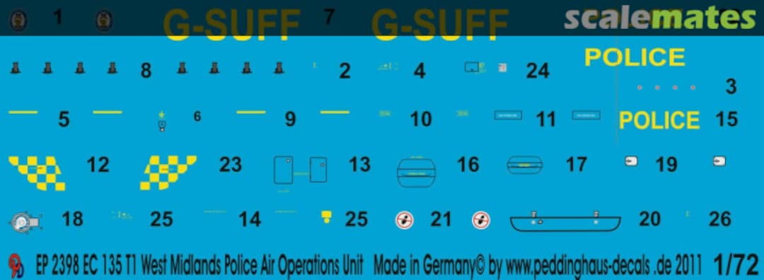 Boxart EC 135 T1 West Midland Air Police Unit EP 2398 Peddinghaus-Decals