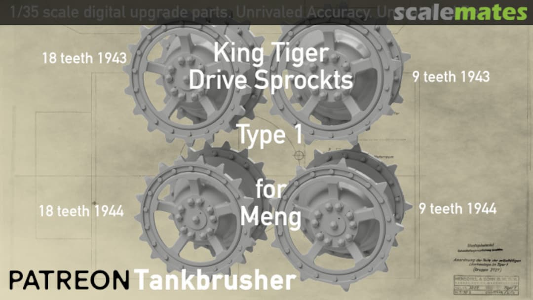 Boxart King Tiger Drive Sprockets Type 1 352401003 Tankbrusher Scale Modeling