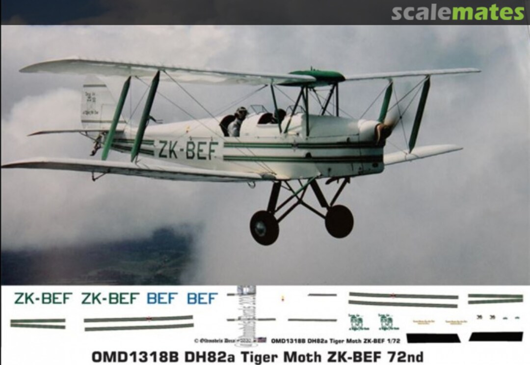 Boxart DH82a Tiger Moth ZK-BEF OMD1318B Oldmodels Decals