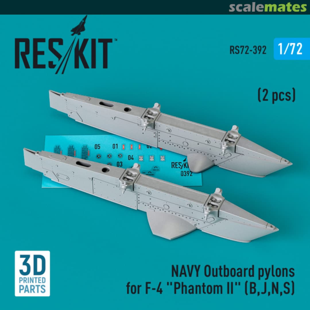 Boxart NAVY Outboard pylons for F-4 Phantom II (B,J,N,S) (2 pcs) (3D Printed) RS72-0392 ResKit