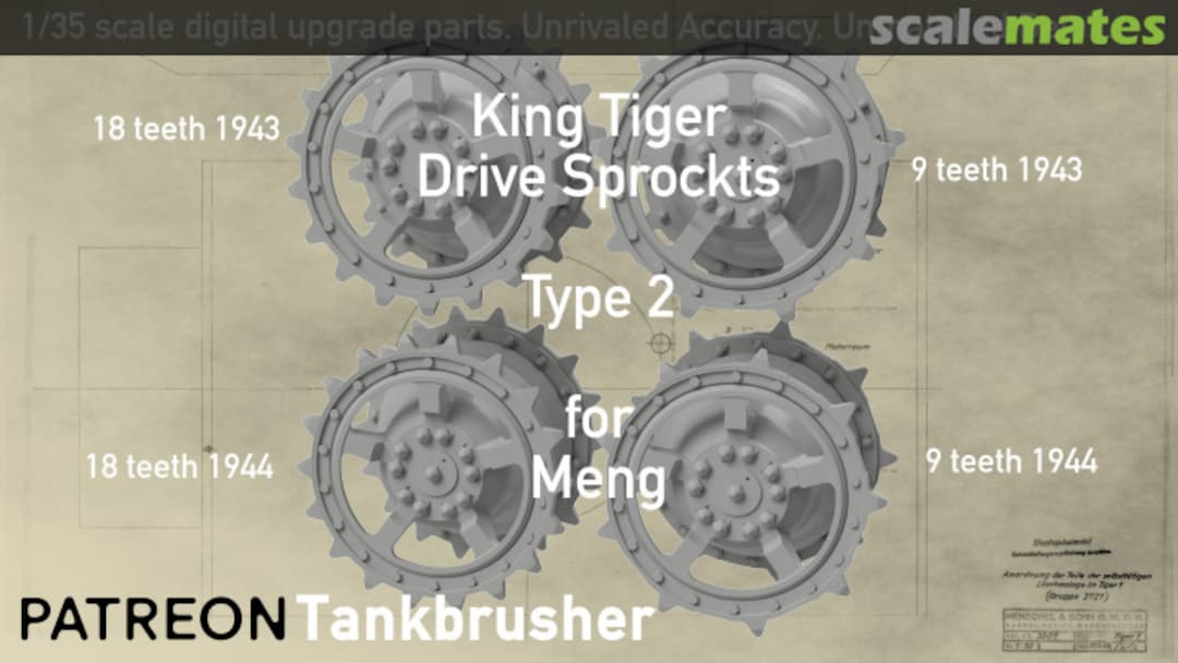 Boxart King Tiger Drive Sprockets Type 2 352401004 Tankbrusher Scale Modeling