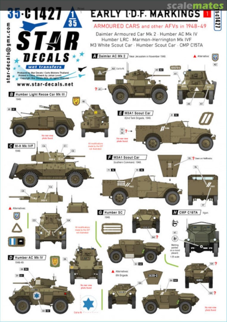 Boxart Early IDF markings # 1 35-C1427 Star Decals