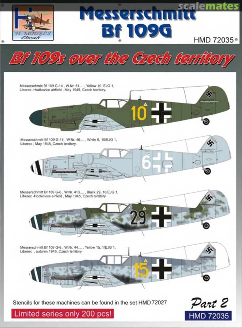 Boxart Messerschmitt Bf 109G HMD72035 H-Models Decals