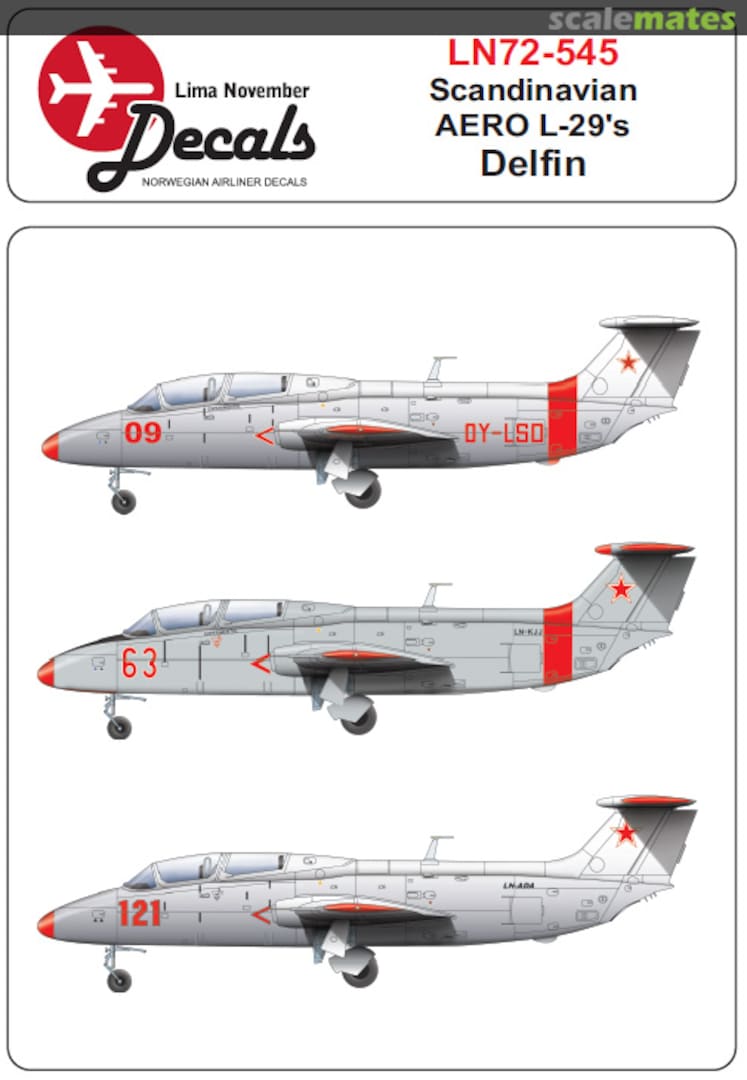 Boxart Scandinavian Aero L-29's Delfin LN72-545 Lima November Decals