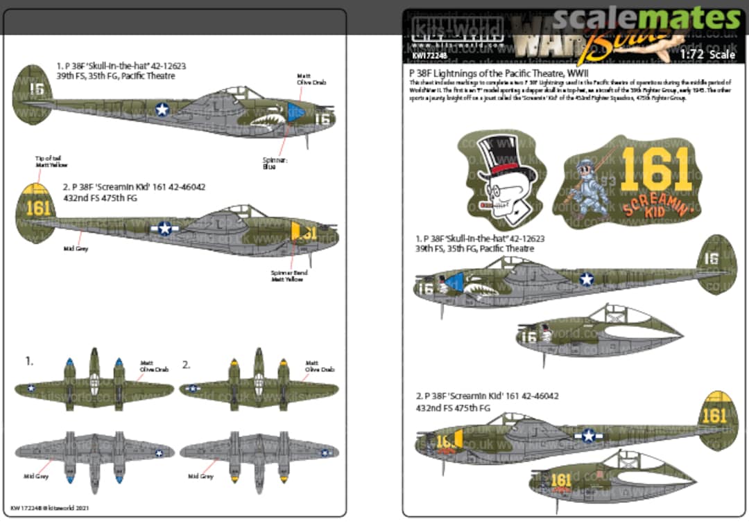 Boxart P-38F Lightnings of the Pacific Theatre, WWII KW172248 Kits-World