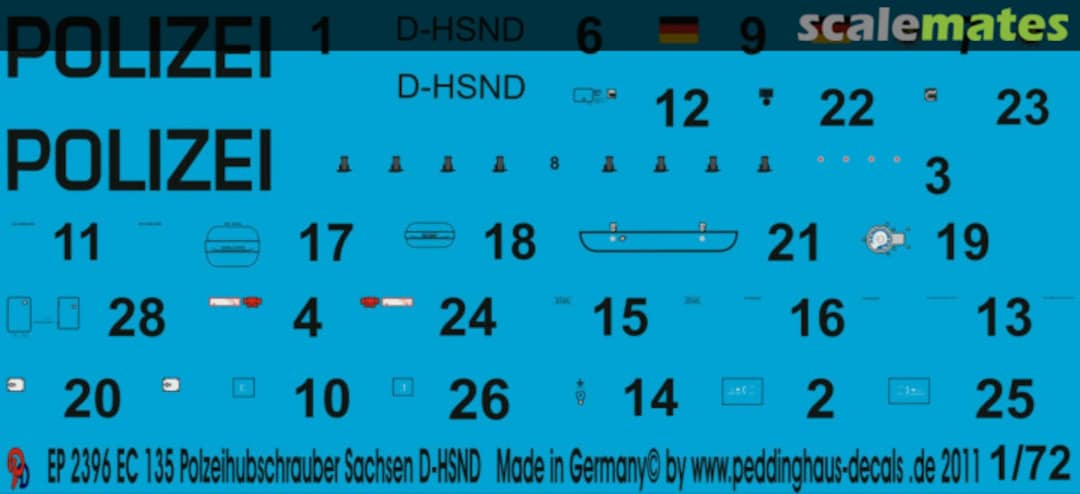 Boxart EC 135 Polizeihubschrauber Sachsen D-HSND EP 2396 Peddinghaus-Decals