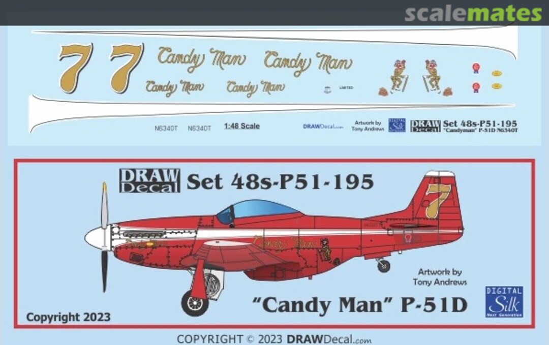 Boxart “Candyman” P-51D 48-P51-195 Draw Decal