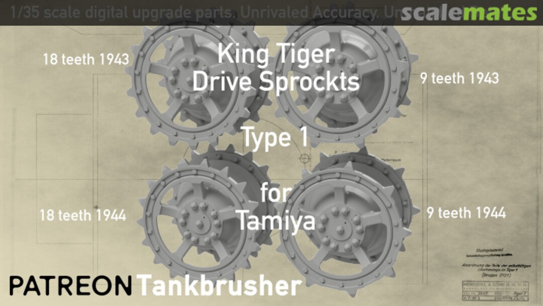 Boxart King Tiger Drive Sprockets Type 1 352401005 Tankbrusher Scale Modeling