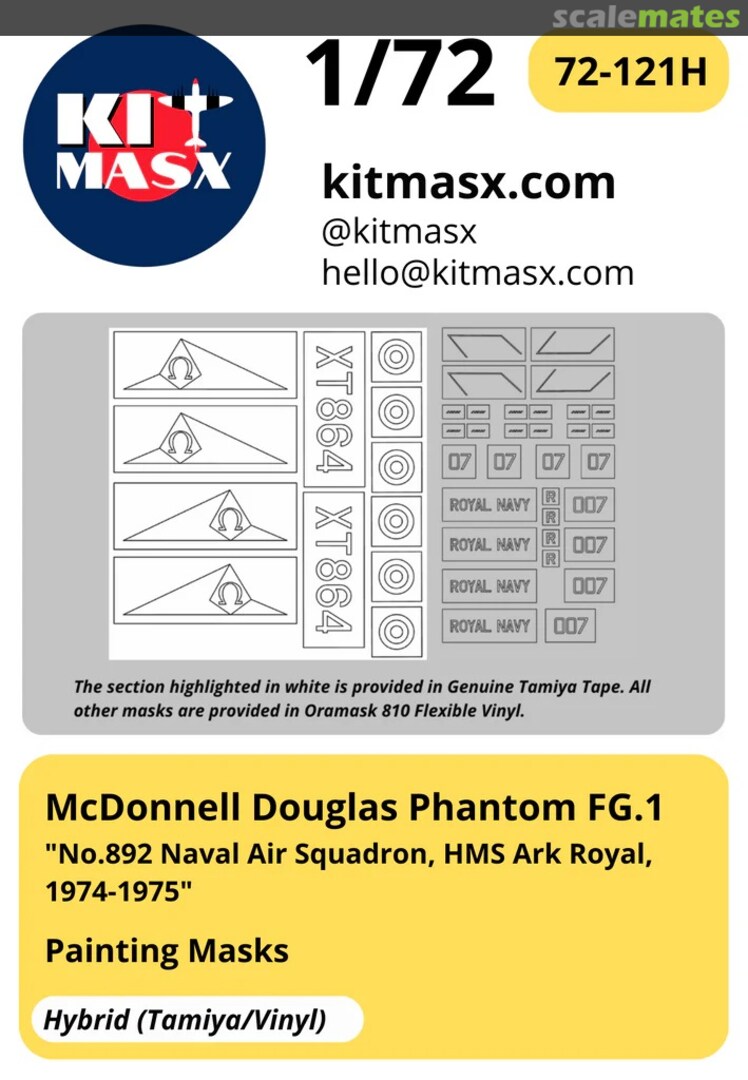 Boxart McDonnell Douglas Phantom FG.1 "No.892 Naval Air Squadron, HMS Ark Royal, 1974-1975" 72-121H Kit Masx