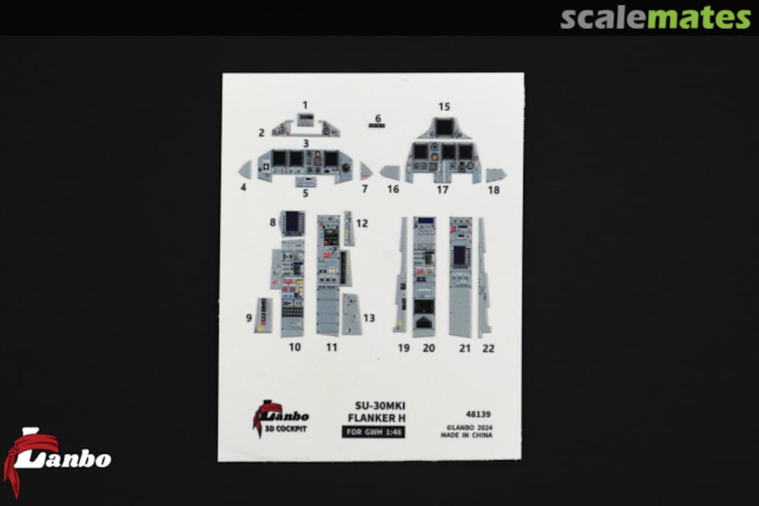 Contents SU-30MKI Flanker-H interior 3D decals 48139 Lanbo Models