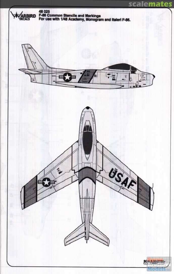 Boxart F-86 Sabre Common Stencils and Markings 48025 Warbird Decals