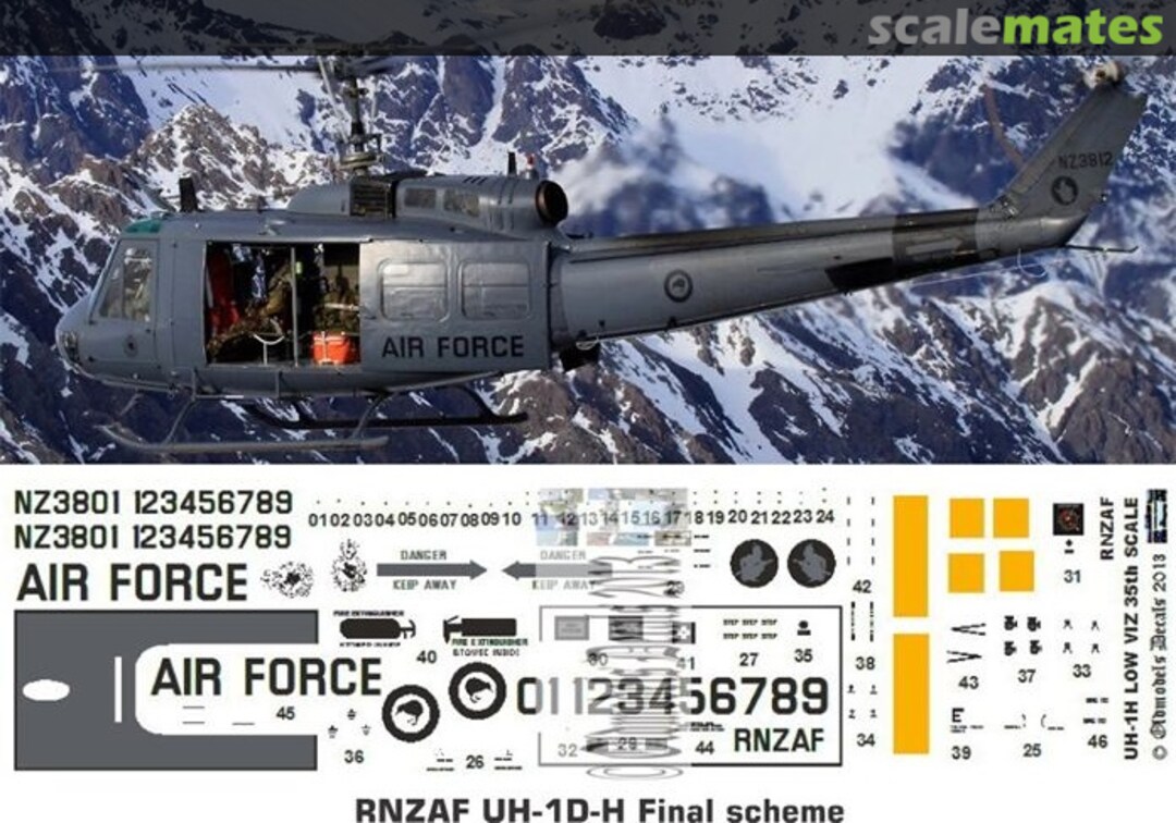 Boxart RNZAF UH-1D/H final scheme OMD0013 Oldmodels Decals