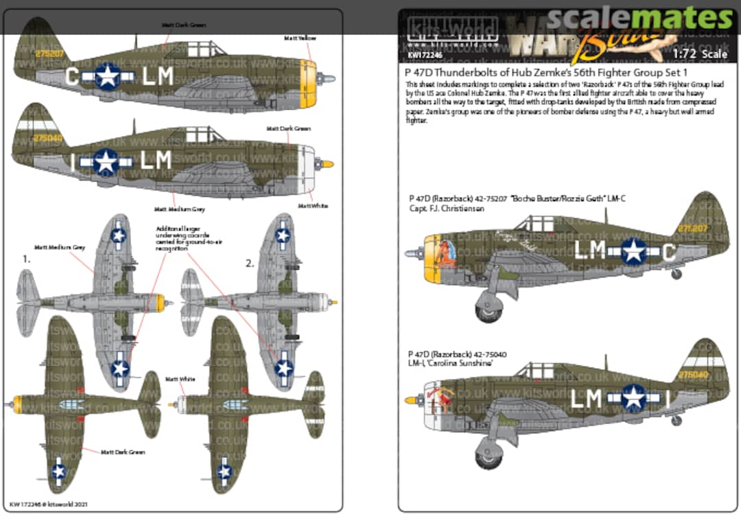 Boxart Republic P-47C/D Thunderbolts of the 56th Fighter Group KW172246 Kits-World