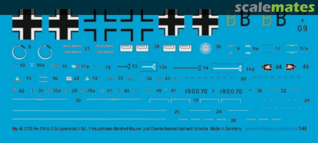 Boxart He 219 A-0 Gruppenstab I./N.J.1 48 3725 Peddinghaus-Decals