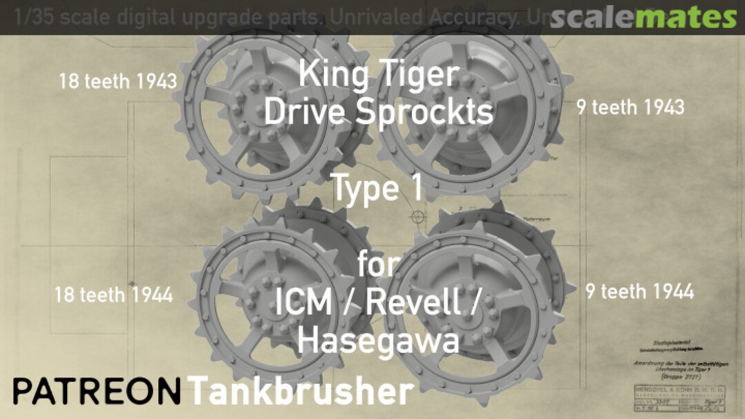 Boxart King Tiger Drive Sprockets Type 1 352401007 Tankbrusher Scale Modeling