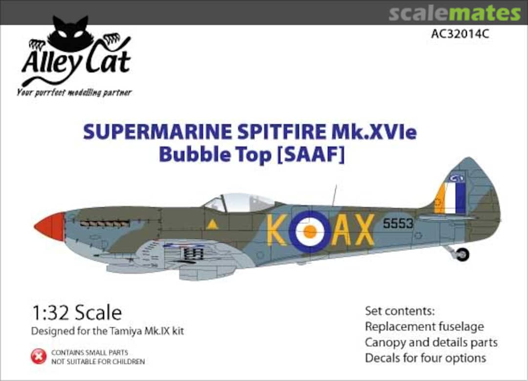 Boxart Supermarine Spitfire Mk.XVIe Bubble Top (SAAF) conversion AC32014C Alley Cat