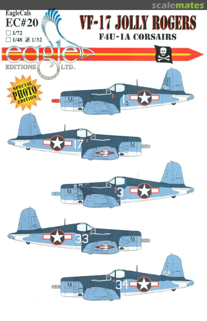 Boxart F4U-1A Corsair VF-17 Jolly Rogers EagleCals EC32-20 Eagle Editions