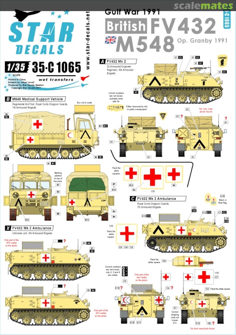 Boxart British FV432 and M548 35-C1065 Star Decals