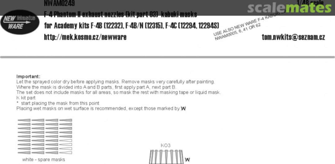 Boxart F-4 Phantom II exhaust nozzles (part O3) kabuki masks NWAM0249 New Ware