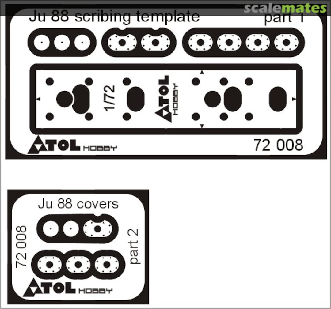 Boxart Ju-88 / Ju-188 scribing template 72 008 Atol Hobby