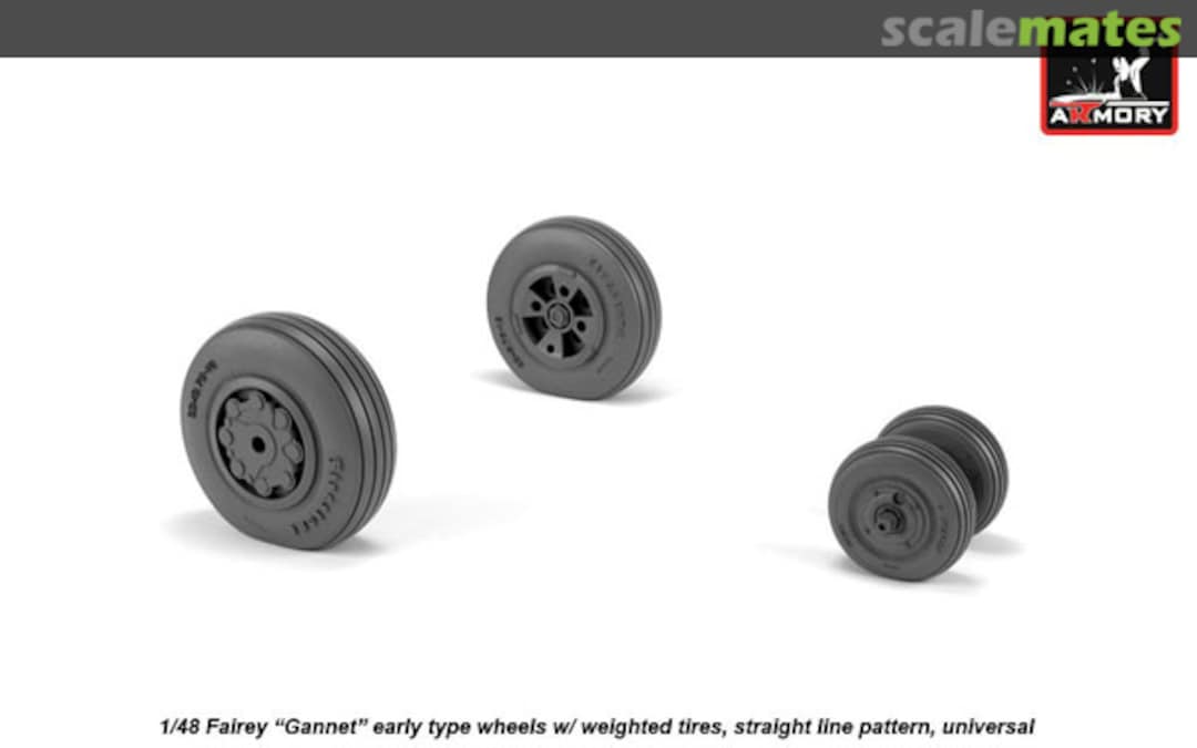 Boxart Fairey Gannet early type wheels w/ weighted tires of straight tire pattern AW48410 Armory