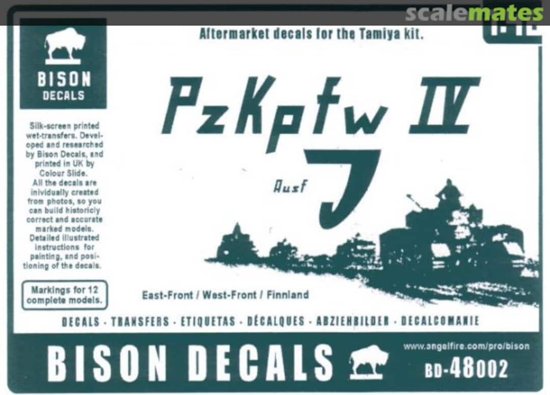 Boxart PzKpfw IV Ausf.J 48002 Bison Decals