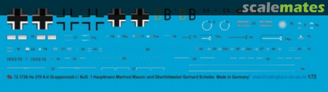 Boxart He 219 A-0 Gruppenstab I./N.J.1 72 3726 Peddinghaus-Decals