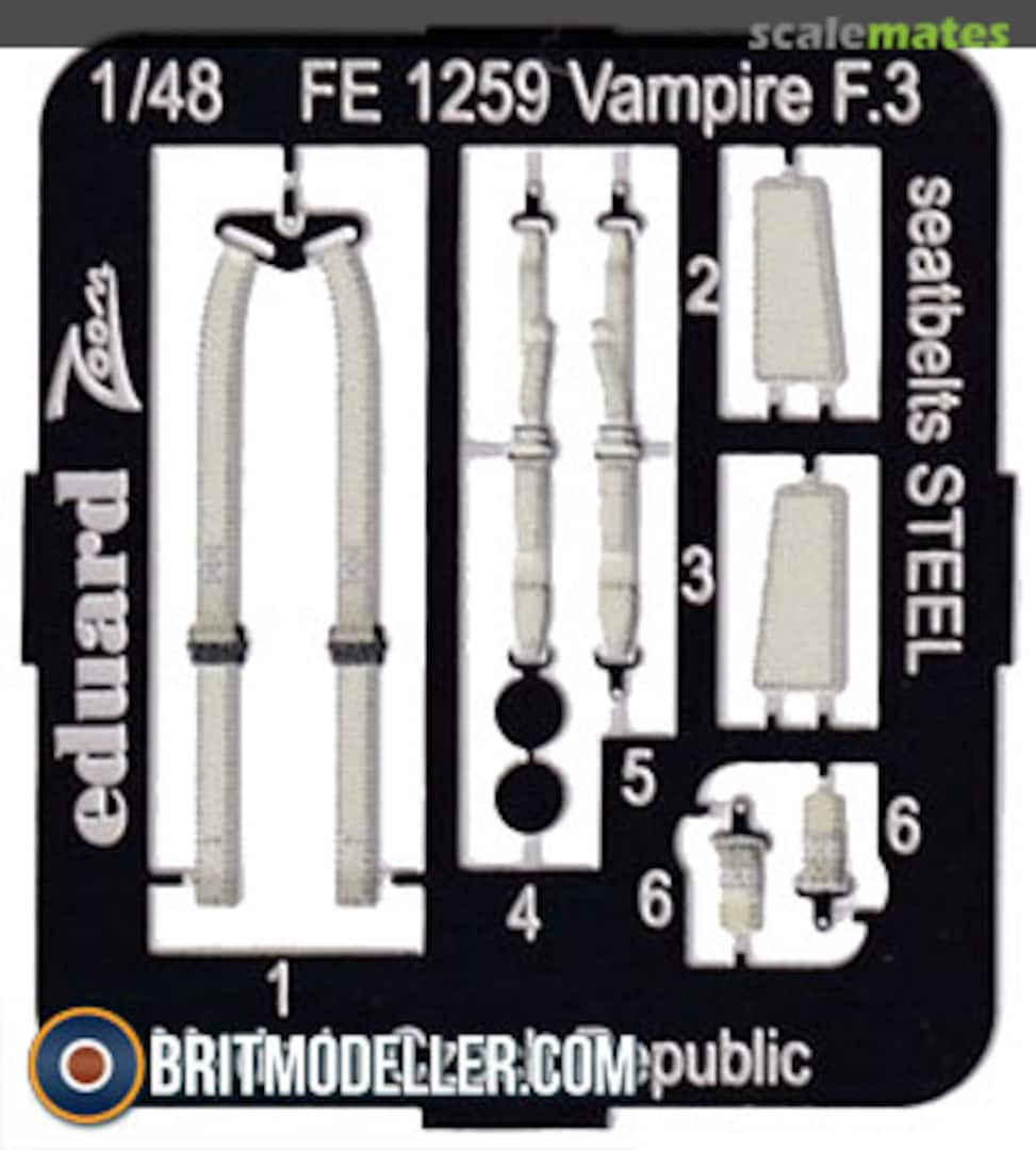 Boxart Vampire F.3 seatbelts STEEL FE1259 Eduard