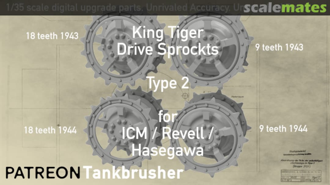 Boxart King Tiger Drive Sprockets Type 2 352401008 Tankbrusher Scale Modeling