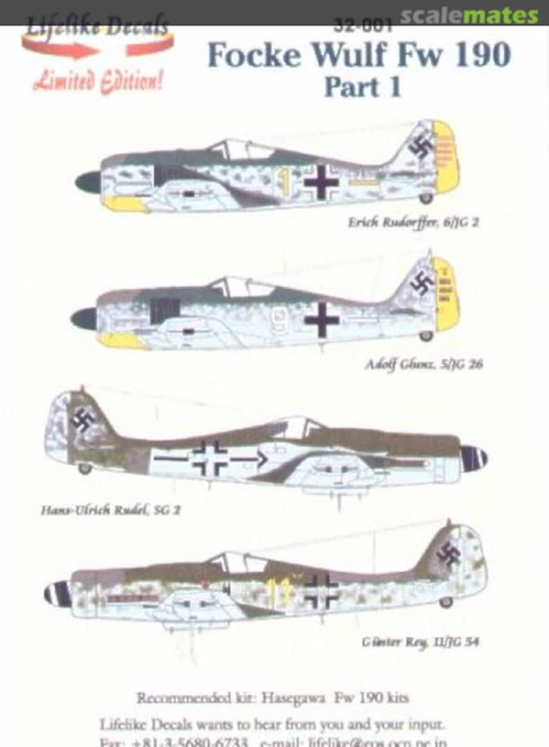 Boxart Focke Wulf Fw 190 32-001 Lifelike Decals