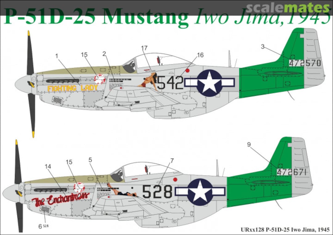 Boxart P-51D-25 Mustang Iwo Jima, 1945 UR144128 UpRise Decal Serbia