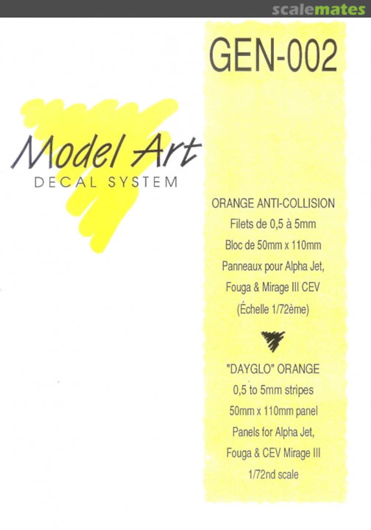 Boxart Anti-Collison "DayGlo" Orange GEN 002 Model Art Decal System