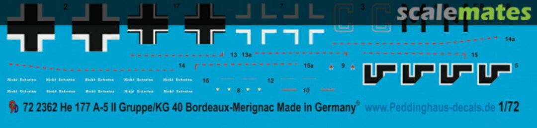 Boxart He 177 A-5 der 2/KG 40 Bordeaux-Merignac 72 2362 Peddinghaus-Decals