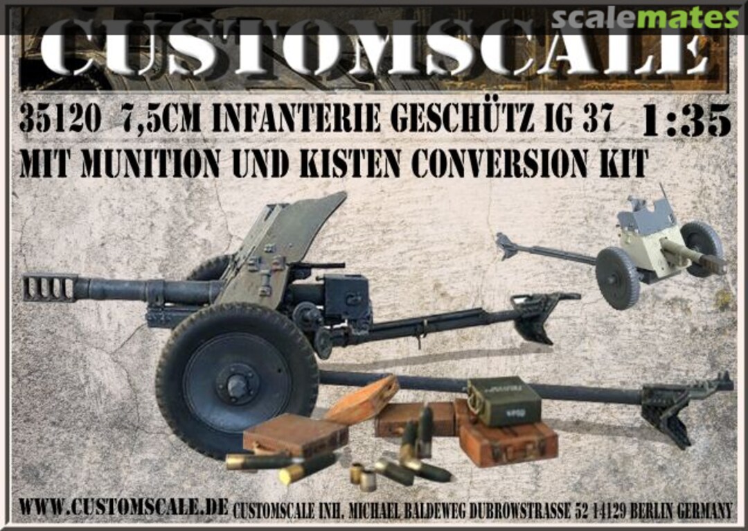 Boxart 7,5cm Infanteriegeschütz IG37 mit Munition und Kisten conversion kit 35120 Custom-Scale