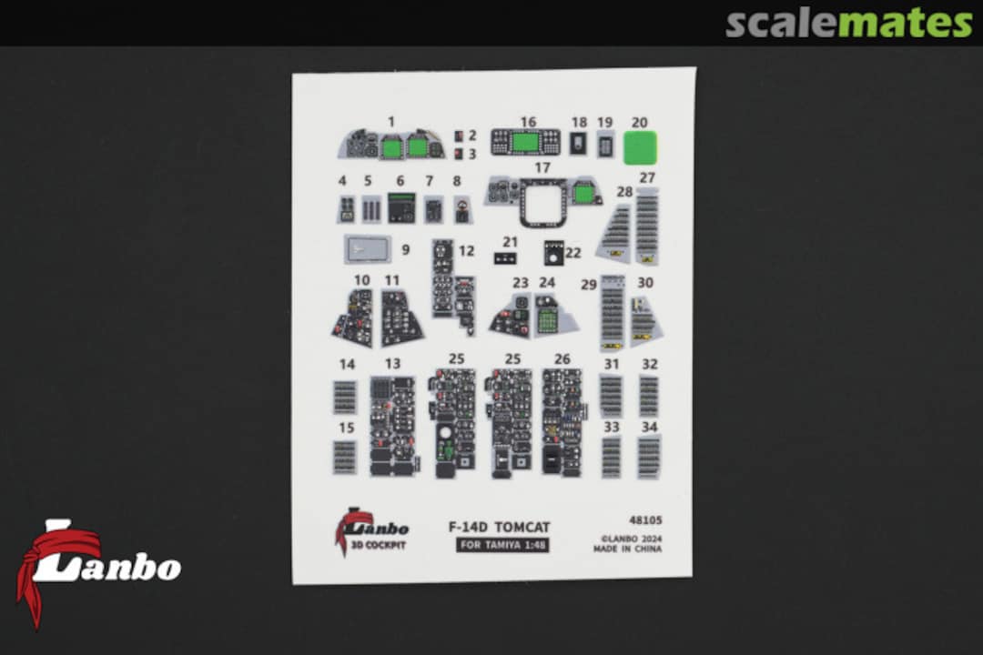 Contents F-14D Tomcat interior 3D decals 48105 Lanbo Models