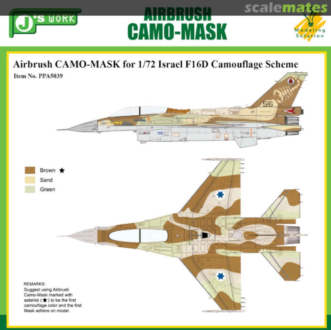 Boxart Marking Mask for Israel F16D Camo PPA5039 J's Work