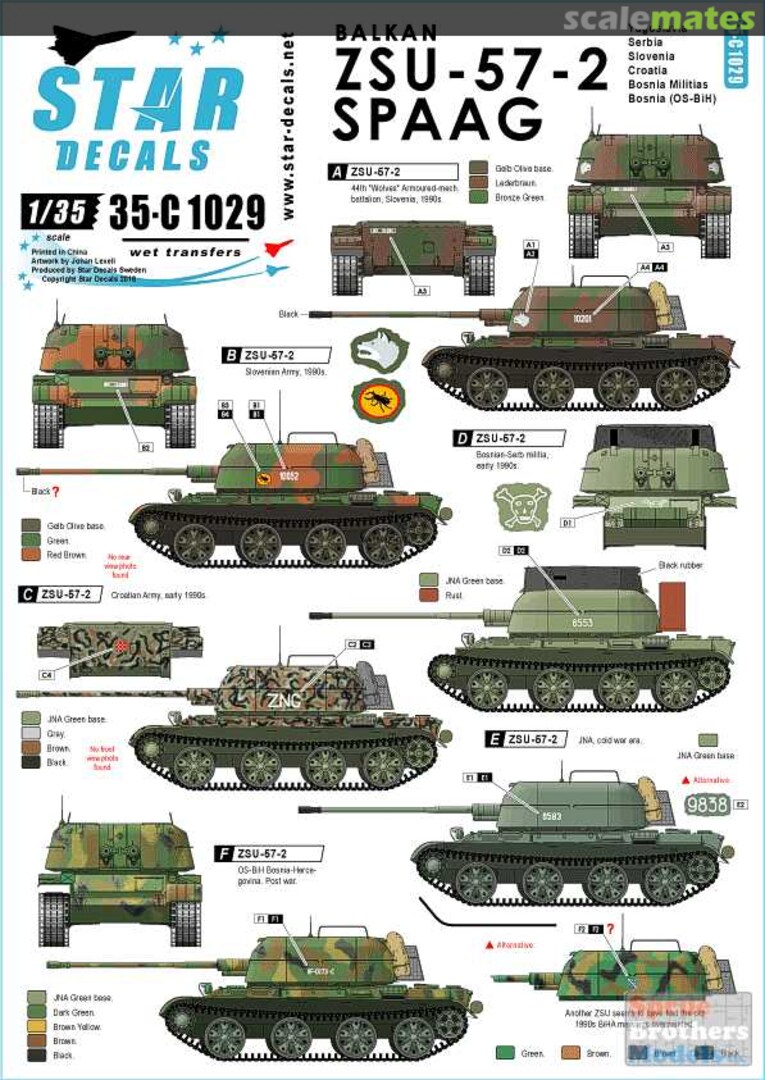 Boxart Balkan ZSU-57-2 35-C1029 Star Decals