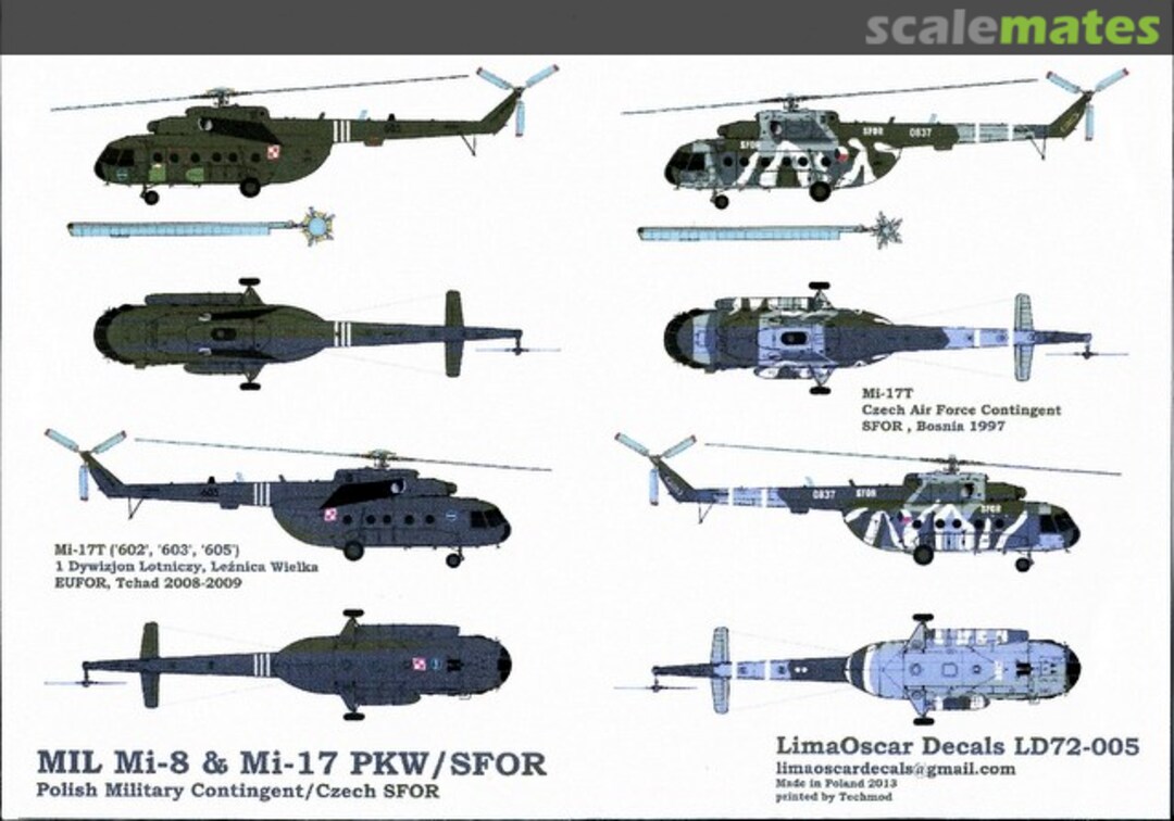 Boxart Mil Mi-8 & Mi-17 PKW/SFOR LD72-005 LimaOscar Decals