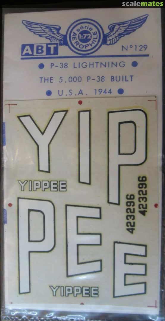 Boxart Lockheed P-38J Lightning "Yippee" 129 ABT Decals