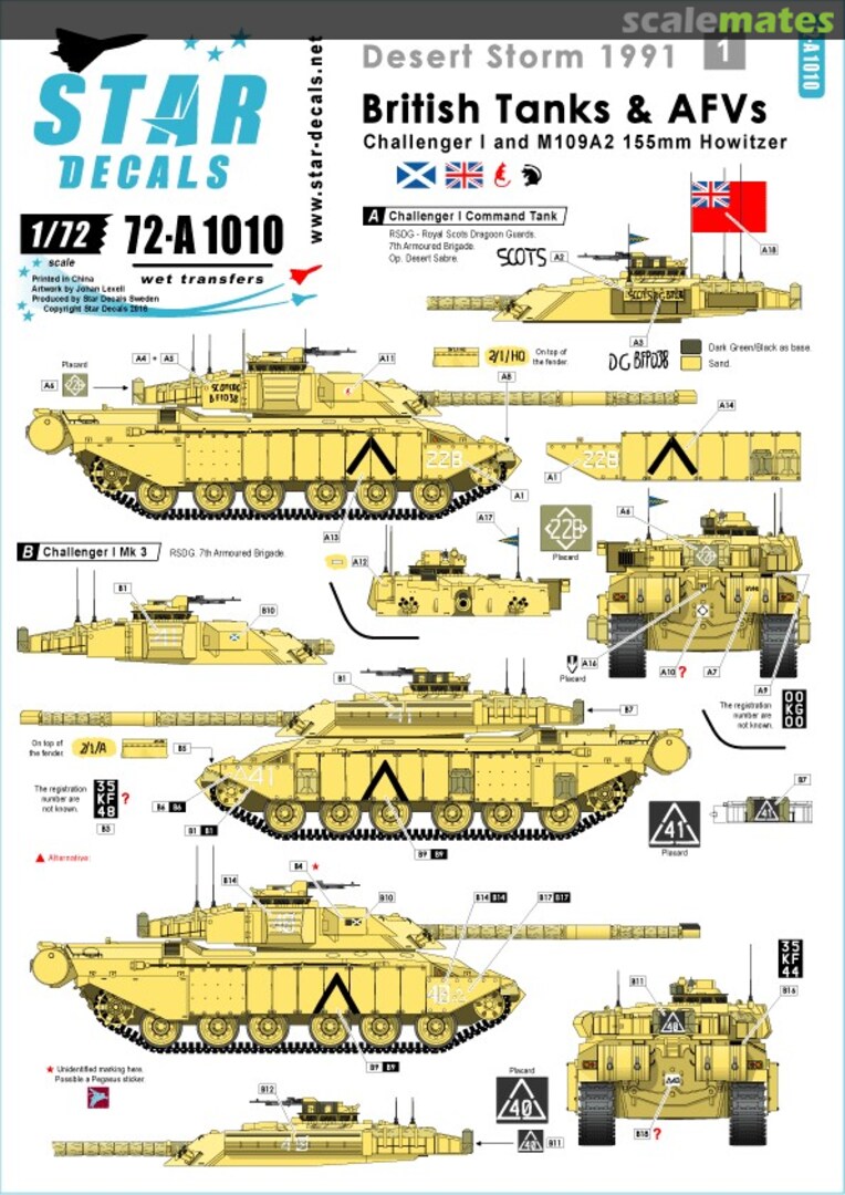 Boxart British Tanks and AFVs 72-A1010 Star Decals