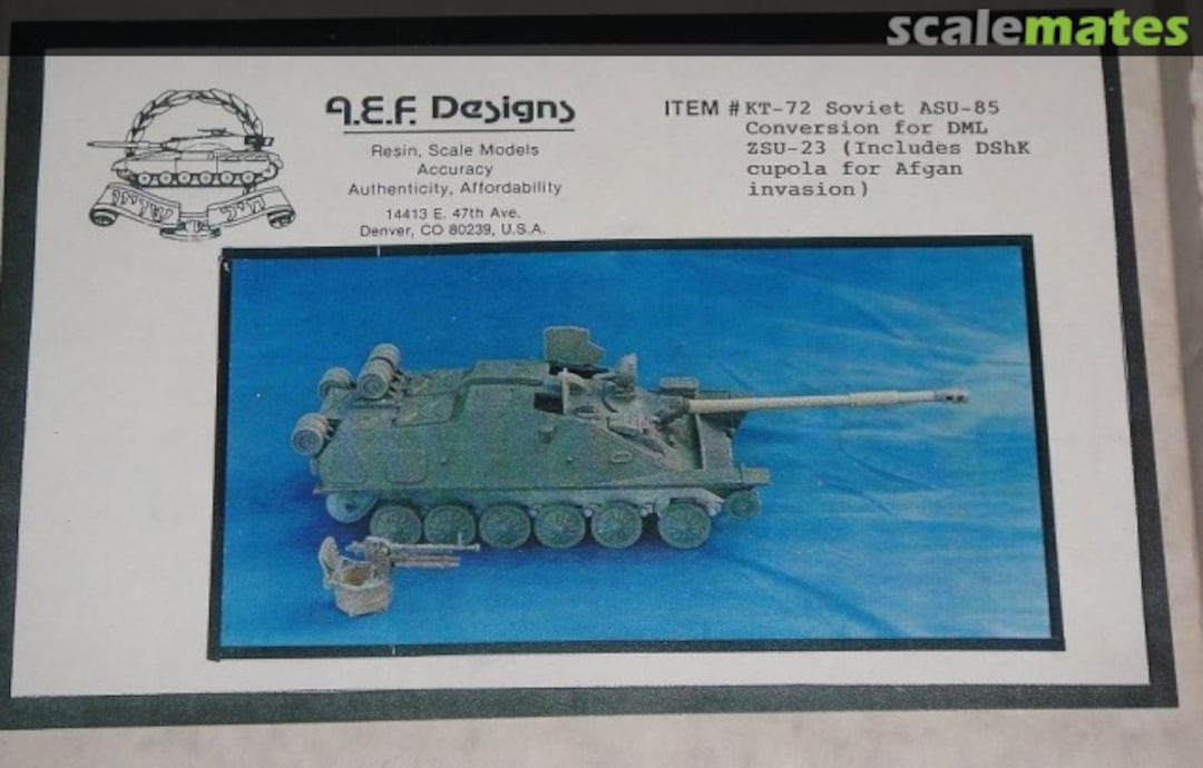 Boxart ASU-85 Soviet self-propelled gun resin conversion KT-72 A.E.F. Designs