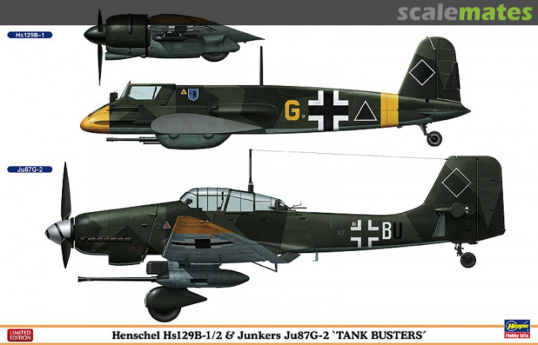 Boxart Henschel Hs129B1/2 & Junkers Ju87-G2 `Tank Busters´ 07409 Hasegawa