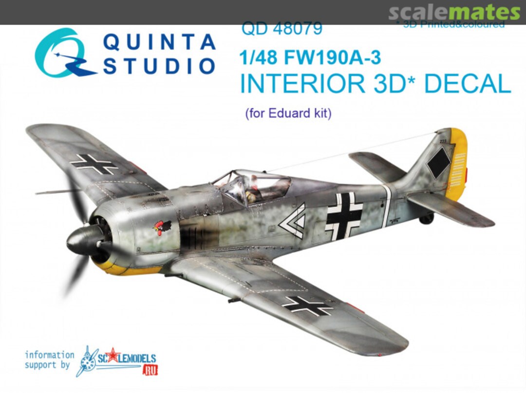 Boxart FW 190A-3 Interior 3D Decal QD48079 Quinta Studio