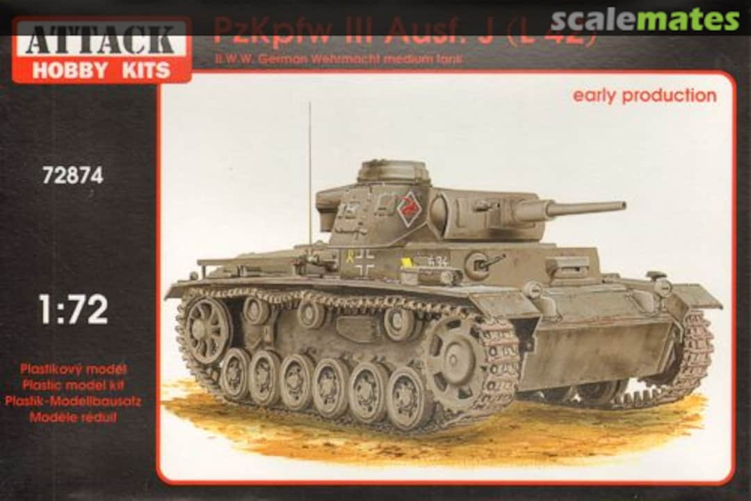 Boxart Pz.Kpfw. III Ausf. J (L42) 72874 Attack Hobby Kits