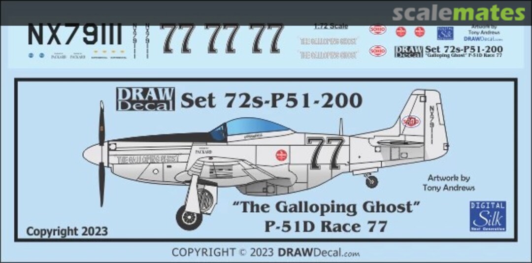 Boxart “The Galloping Ghost” P-51D Race 77 72-P51-200 Draw Decal