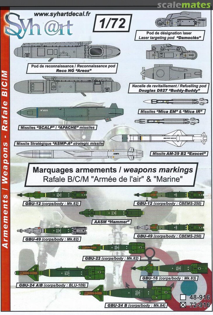 Boxart Armement / Weapon Rafale B/C/M 72-916 Syhart