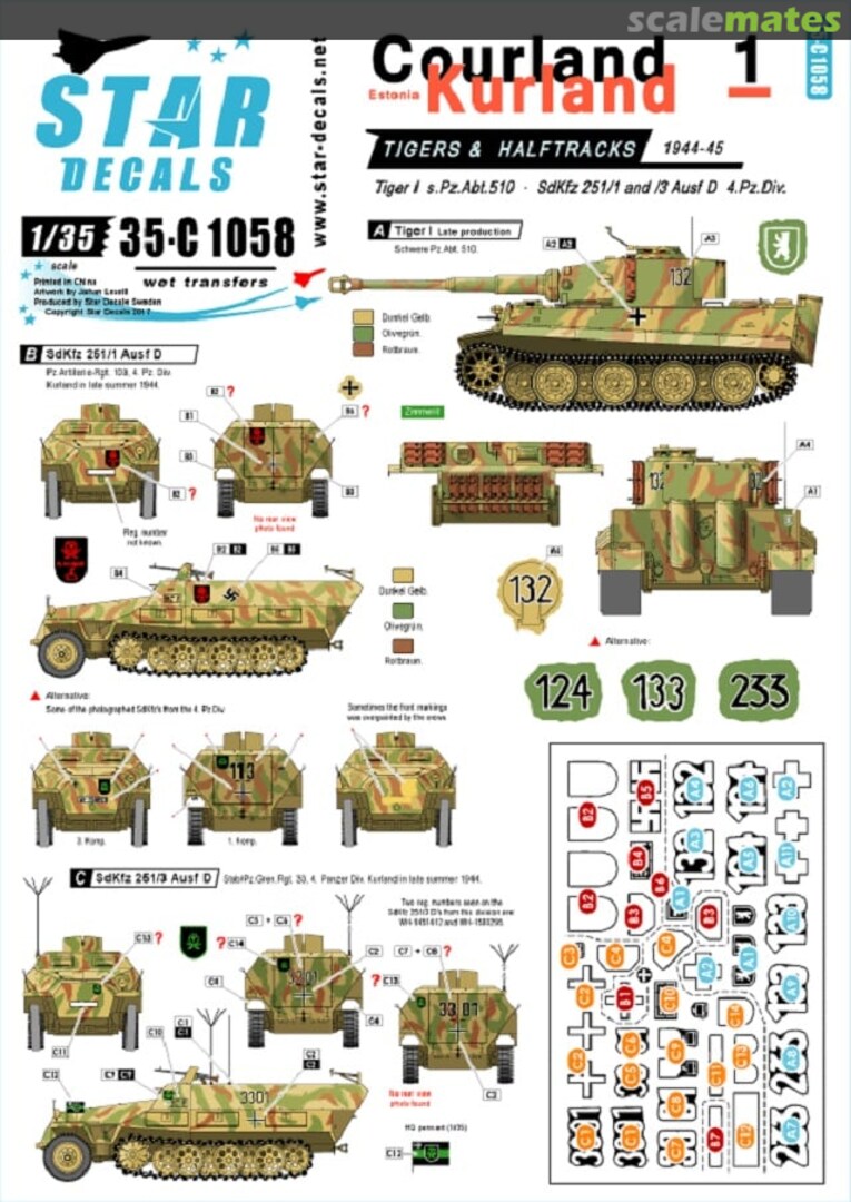 Boxart Kurland 1944-45 # 1 35-C1058 Star Decals