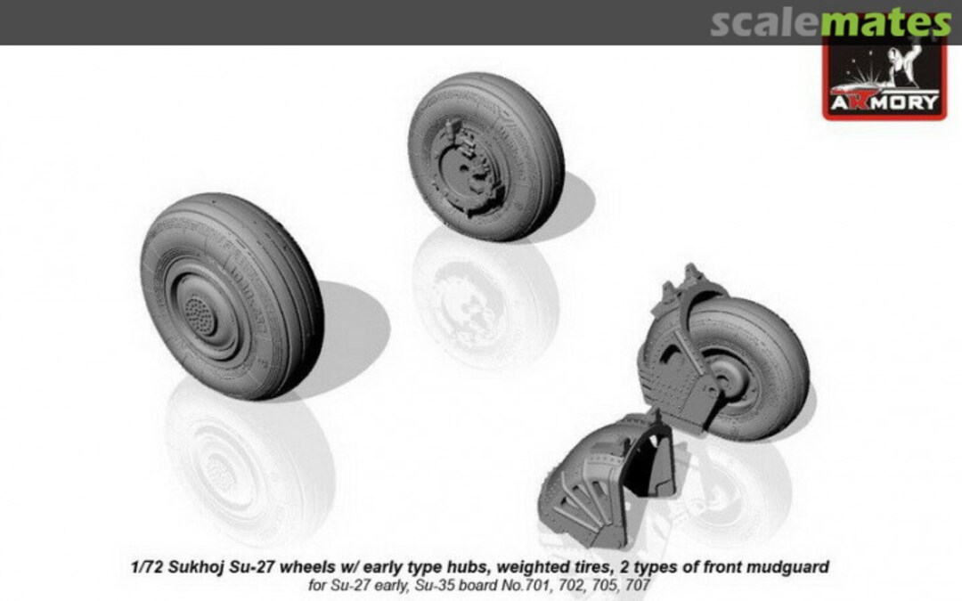 Boxart Sukhoj Su-27 wheels w/ early type hubs, weighted tires, 2 types of front mudguard AW72032B Armory